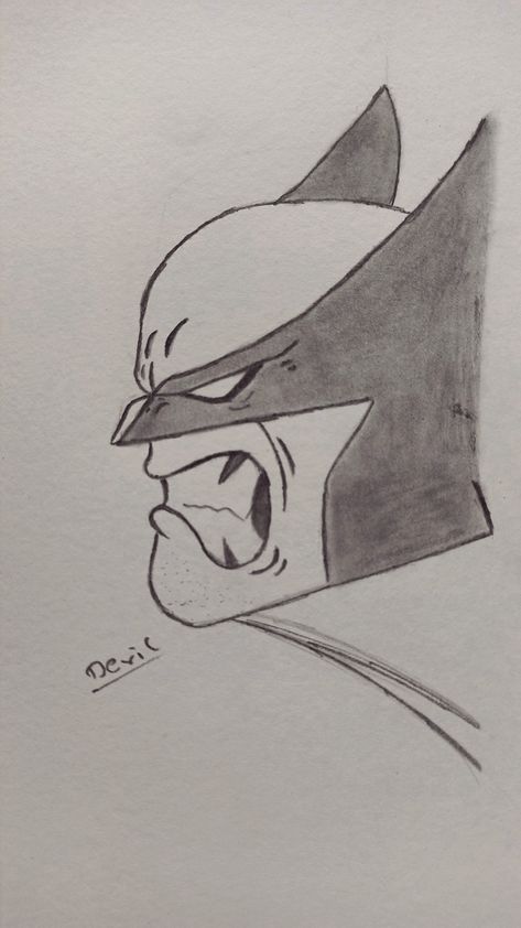 Pencil sketch of Wolverine based on Marvel comics Wolverine Drawing Easy, Infinity Gauntlet Drawing, Easy Marvel Drawings, Wolverine Doodle, X Men Drawing, Marvel Sketches Easy, Marvel Drawings Easy, Super Hero Drawing, Simple Pencil Sketches