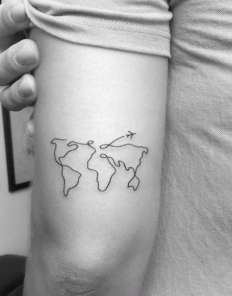 Travel Lover Tattoo, Geography Tattoo, World Tattoos, Boho Tattoo Ideas, World Map Tattoo, Globe Tattoo, World Map Tattoos, Globe Tattoos, Plane Tattoo