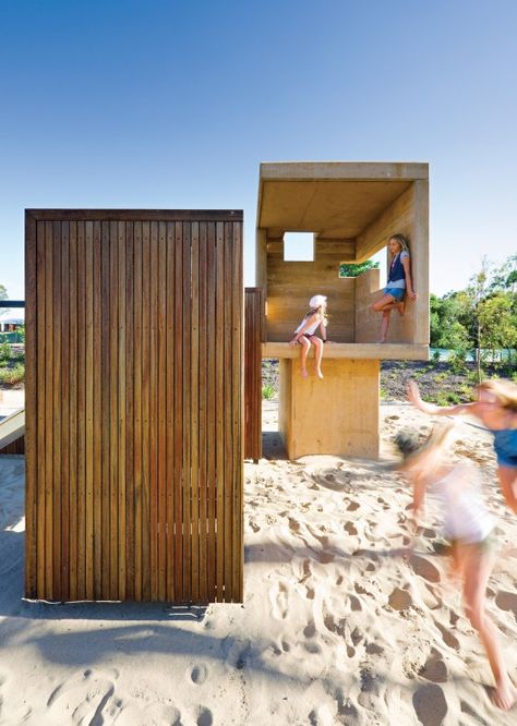 Play Structure | Elysium Playground | Architect: Cox Raynor Architects | Photography: ©Christopher Frederick Jones | Website: Arch Daily Beach Play, Urban Spaces, Beach Hut, Play Area, Sunshine Coast, Kid Spaces, Outdoor Kids, Play Houses, Urban Design