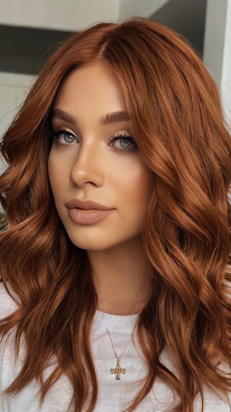 fall hair colors skin brown Mahogany Copper Hair Color, Light Brown To Copper Balayage, Copper And Dark Brown Hair, Copper Hair Inspiration, Winter Copper Hair, Dark Copper Brown Hair Color, Copper Dyed Hair, Warm Autumn Hair Color Ideas, Makeup For Copper Hair