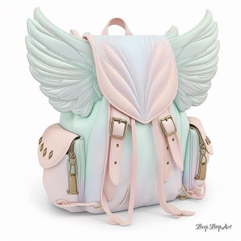 Fairy Wing Backpack, Angel Backpack, Pink Kawaii Backpack Style Shoulder Bag, Wings Backpack, Kawaii Goth Handbags, Mlp Aesthetic, Cat Ear Headset, Kids' Bag, Cute Bat