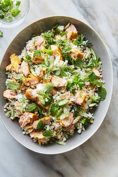 Feta Dressing Recipe, Salmon Couscous, Mediterranean Recipes Healthy, Thick Yogurt, Goddess Dressing, Green Goddess Dressing, Couscous Recipes, Couscous Salad, Seafood Salad