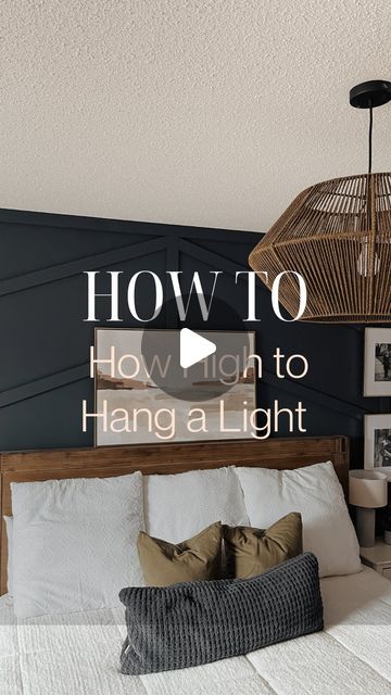 Sarah Ames | Attainable Home Design on Instagram: "How high should you hang your light above your bed? 5-7 ft from the floor to the base of the light fixture. Some other helpful info-  King/Queen Bed = 36 Inch Diameter light Full/Twin Bed = 24 inch Diameter light  For more design guides like this, visit my blog (linked in bio) . . . . . . . . . . #interiordesigntips #interiordesigntrends #interiordesigntip #decoratingtips #decoratingideas #lighting #lightingguide #interiordesigner #interioredesign #edesign #hometip #hometips #homedecortrends #decortips  #stylingtips #interiordesignblog #interiordesignblogger" Condo Lighting, Blogger Design, Lighting Guide, More Design, Design Guide, Queen Bed, Twin Bed, Home Decor Trends, Interior Design Tips