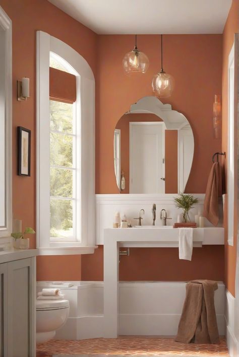 Discover how to create a fiery haven in your bathroom with the bold BM 2170-30 paint color. Dive into this daily interior designer routine for inspiration and tranquility. #Ad #homedecor #homedesign #bathroom #Painthome interiorarchitecture best Wall Colors for Bathroom Colors Bright Room Colors best colors combinations bathroom bathroom Remodeling Modern Paint Colors 2024 Guest Bathroom Colors, Paint Colors 2024, Bright Room Colors, Bathroom Color Palette, Best Wall Colors, Tranquil Bathroom, Modern Paint Colors, Warm Paint Colors, Yellow Bedroom Decor