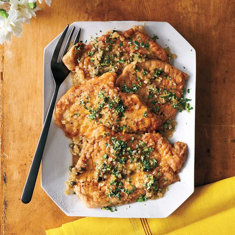 Lemony pork piccata | Recipes | WW USA Ww Pork Recipes, Pork Piccata, Marsala Recipes, Ww Dinners, Piccata Recipe, Pork Cutlet, Ww Meals, Ww Recipe, Weight Watcher Dinners