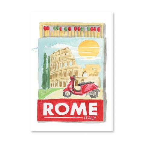 Furbish Studio - Rome Matchbook Rome Print, College Dorm Room Inspiration, Dreamy Destinations, Personalized Gallery Wall, Statement Wallpaper, Furbish Studio, Matchbook Art, Ski Resorts, Sparks Joy