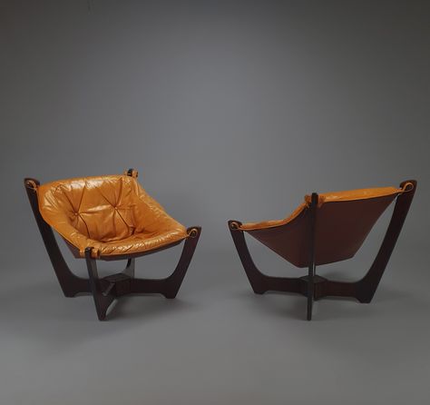 Listed on VNTG.com: Set of 2 Luna chairs by Odd Knutsen, 1970s | #vntg #vintage Vladimir Kagan New Moon Sofa, Knoll Butterfly Chair, Pierre Paulin Groovy Chair, Hunting Chair, Scandinavian Armchair, &tradition Fly Chair, Safari Chair, Rattan Lounge Chair, Vintage Lounge Chair