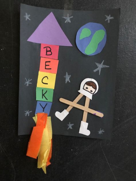 Universe Activities For Preschool, Astronaut Art Preschool, Astronaut Craft For Kindergarten, Solar System Crafts For Preschool, Space Crafts Preschool Astronaut, Outer Space Prek, Outer Space Literacy Activities Preschool, Universe Activities, Preschool Transportation Crafts