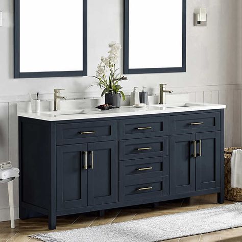 Magnolia Bathroom, 72 Vanity, Boys Bathroom, Double Bathroom Vanity, Blue Bathroom, Bathroom Renos, Bathroom Remodel Master, Bath Remodel, Carrara Marble