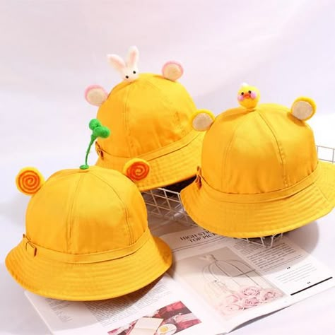 Child Hat, Kawaii Hats, Duck Clothes, Duck Hat, Rabbit Hat Aesthetic, Cheap Kawaii One Size Fits Most Hats, Japanese Hat, Cute Hat, Kawaii Bucket Hats