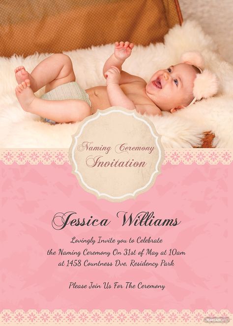 Instantly Download Free Happy Baby Naming Ceremony Invitation Card Template, Sample & Example in Microsoft Word (DOC), Adobe Photoshop (PSD), Adobe InDesign (INDD & IDML), Apple Pages, Microsoft Publisher Format. Available in 5x7 inches + Bleed. Quickly Customize. Easily Editable & Printable. Naming Ceremony Invitation Card Template, Baby Dedication Invitation, Invitation Card Sample, Baby Naming Ceremony, Ceremony Invitation Card, Dedication Invitations, Naming Ceremony Invitation, Naming Ceremony Decoration, Card Template Free