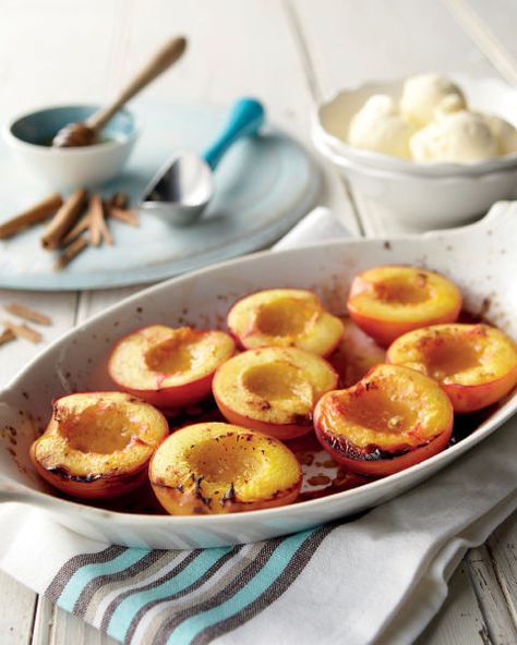 A delightful and healthy dessert for you and the family to share after your Sunday roast. Nectarines courtesy of our Super 6. Cadac Recipes, Nectarine Recipes Healthy, Roasted Nectarines, Low Fat Ice Cream, Nectarine Recipes, Aldi Recipes, Oreo Recipes, Nutritious Recipes, All Recipes