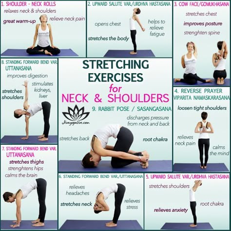 Exercise For Neck, Exercises For Neck, Neck And Shoulder Stretches, Yoga Shoulder, Neck And Shoulder Exercises, Shoulder Stretches, Tight Shoulders, Yoga And Stretching, Neck Yoga