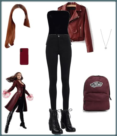 Marvel Outfits Woman Ideas, Wanda Maximoff Outfit Inspiration, Scarlet Witch Inspired Outfits, Gotham Outfits, Wanda Maximoff Outfit Ideas, Matrix Outfit Woman, Wanda Maximoff Inspired Outfits, Superhero Inspired Outfits, Marvel Outfit Ideas