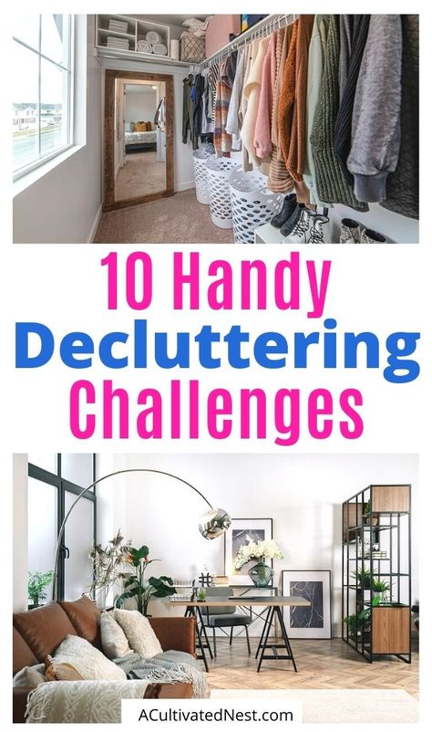 10 Inspiring Decluttering Challenges- If you need some help getting your home neat and tidy, then you should follow one of these helpful decluttering challenges! | home organizing challenges, decluttering schedules, #decluttering #homeOrganization #declutter #declutteringChallenge #ACultivatedNest Decluttering Schedule, Minimalist Living Tips, Boss Motivation, Cleaning Challenge, Decluttering Ideas, Declutter Challenge, Organizing Challenges, Decluttering Tips, Home Organizing