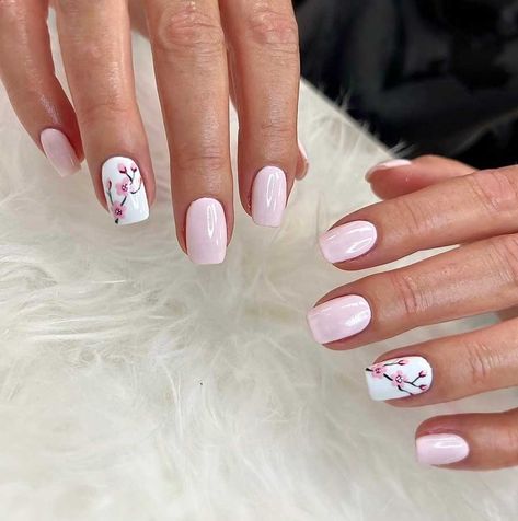 30+ Cherry Blossom Nails That Are Perfect for Spring Summer & Weddings - The Mood Guide Cherry Blossom Meaning, Cherry Blossom Nails Design, Cherry Blossom Nails Art, Blossom Nails, Japan Nail, Cherry Blossom Nails, Nail Store, Floral Nail Designs, Vacation Nails