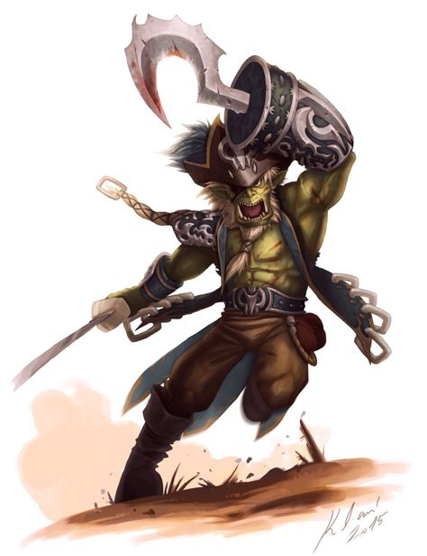 Orc Pirate! Y'arrr! by foxinsoxx on DeviantArt Goblin Pirate, Goblin Pirate Dnd, Warforged Pirate, Orc Pirate, Orc Soldier, Orc Pirate Captain, Orc Swordsman, Dnd Orc, Pirate Art