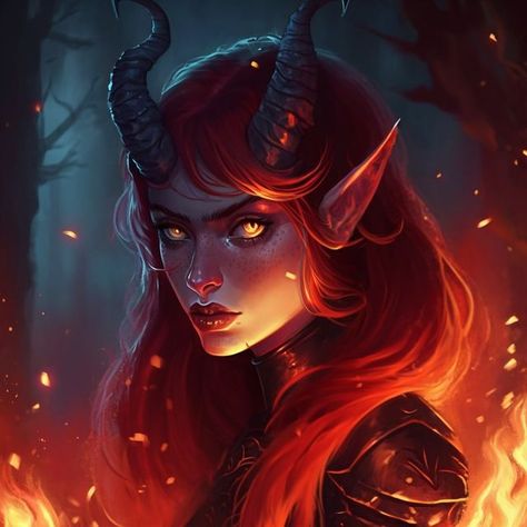 Red Haired Tiefling Female, Dnd Bhaalspawn, Tiefling Red Hair, Tiefling Female Names, Tiefling Warlock Female, Orange Tiefling, Tiefling Druid Female, Tiefling Sorcerer Female, D&d Tiefling