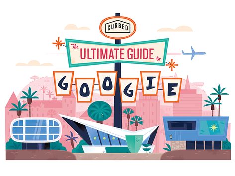 The Curbed Guide to Googie by Alexander Vidal on Dribbble Googie Design, Palm Springs Vintage, Atomic Age Design, Googie Architecture, Mid Century Illustration, Mid Century Modern Art, Mid Century Art, Retro Design, Global Community