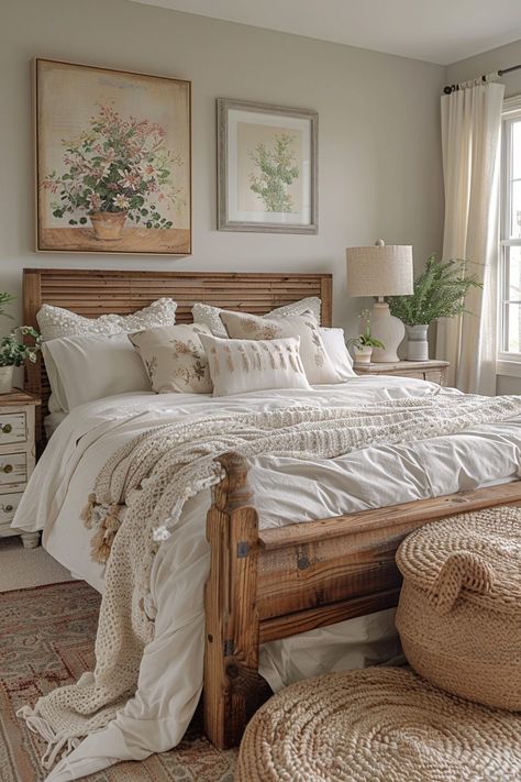 29 Chic Bedroom Ideas for a Stylish Sanctuary 11 Contemporary Chic Bedroom, Light Airy Bedroom, Cottage Core Bedroom, Bungalow Bedroom, Decorating Bedroom, Inspired Bedroom, Farmhouse Decor Ideas, Guest Bedroom Decor, Tranquil Retreat