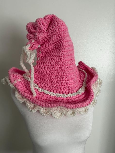 Whimsical Witch hat Crochet Witch Hat, Fairy Hat, Crochet Witch, Whimsical Witch, Witch Fairy, Cottage Witch, Pixie Hat, Costume Hats, Witch Hat