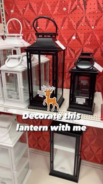 Target Mom | Liz on Instagram: "🦌 Decorated this lantern from the Wondershop at Target to create a winter scene ❄️ I will be using the rest of my decor pieces to create another scene on the smaller lantern. You can totally bring your own style to create your very own scene. Add more or less of what you like. You can even finish this lantern with a nice bow. The options are endless! 😃 Everything I used will be linked in my bio. The ONLY thing I can’t link is the small bottle brush tree I picke Decorate Laterns For Christmas, Lantern Decor Living Room, Indoor Lantern Decor Ideas, Large Lantern Decor Ideas, Christmas Lanterns Cricut, Christmas Open Lantern Ideas, Indoor Lanterns Decor, Large Lantern Decor, Diy Christmas Scene Lantern