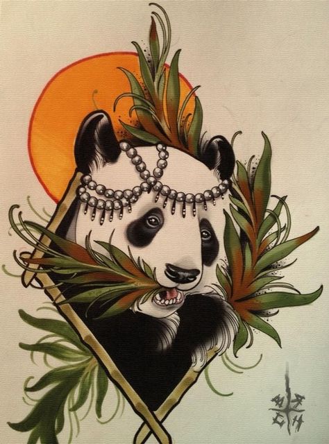 Brando Chiesa, Panda Bear Tattoos, Sketch Style Tattoos, Panda Illustration, Panda Tattoo, Bear Tattoos, Zodiac Tattoo, Tattoo Designs For Girls, New School Tattoo, Neo Traditional