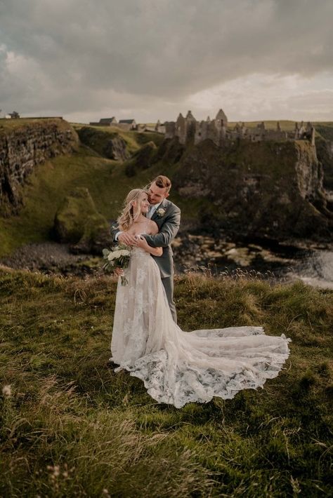 Dunluce Castle Elopement in Northern Ireland Castle Elopement, The Dark Hedges, Ireland Elopement, Dunluce Castle, Elopement Photoshoot, Brides Sister, Dark Hedges, Irish Castles, Irish Cottage