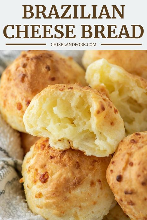 Brazilian Cheese Bread Recipe, Brazilian Cheese Bread, Cheese Bread Recipe, Pain Sans Gluten, Bread Snacks, Bread Bun, Flour Recipes, Brazilian Food, Cheese Bread