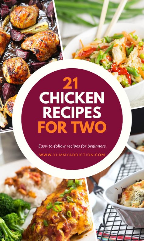 It is time for some of the best chicken recipes for two. Everything from easy chicken skillets to skewers, lasagna, pizza, stir-fries, nachos, and more! #chicken #chickendinner #chickenrecipes #holidayrecipes Cheap Chicken Dinners For Two, Small Batch Chicken Recipes, Small Chicken Recipes, 2 Person Dinner Recipes, Single Serving Meals, Chicken Dinner For Two, Unique Chicken Recipes, Fries Nachos, Dinners For 2