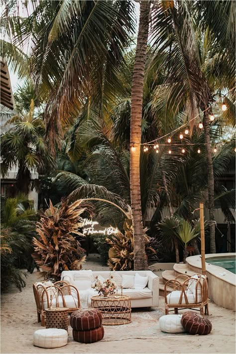 Tulum Wedding Table Decor, Boho Jungle Wedding, Mexico Wedding Dress Guest, Rustic Wedding Venue Decor, Tulum Style Wedding, Tulum Mexico Aesthetic Decor, Tulum Wedding Decor, Holbox Wedding, Roatan Wedding