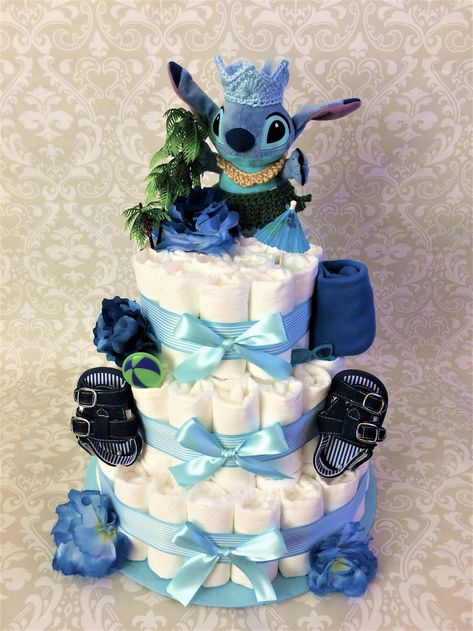 Stitch Cakes, Riverdale Quiz, Dipper Cakes, Shower Gif, Diaper Cake Instructions, Stitch Cake, Disney Baby Shower, Baby Diaper Cake, Lilo Y Stitch