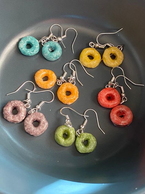 REAL Fruit Loop Cereal encased in resin food earrings Funky | Etsy Crazy Earrings, Earrings Funky, Weird Jewelry, Funny Earrings, Quirky Jewelry, Quirky Earrings, Fruit Loops, Real Fruit, Polymer Earrings