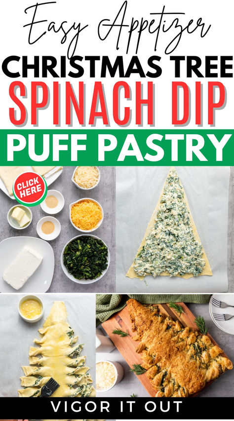 This festive Christmas tree puff pastry is a perfect easy appetizer that looks so impresseive! It is filled with spinach dip with cream cheese and is made with puffed pastry sheets for a simple appetizer that family and friends will request for the holidays again and again! Christmas Spinach Dip Tree, Spinach Dip Puff Pastry, Christmas Tree Appetizer Ideas, Spinach Christmas Tree Appetizer, Puff Pastry Christmas Tree Appetizer, Christmas Tree Puff Pastry Spinach, Christmas Tree Spinach Dip Breadsticks, Christmas Tree Spinach Dip Bread, Tree Spinach