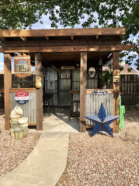 My she shed bar hubby built Outdoor Bar Shed, She Shed Bar, Minimalis House Design, Outdoor Wood Bar, Shed Bar Ideas, Shed Bar, Campsite Setup, Grill Covers, Bar Shed