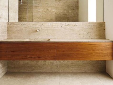 Home Remodeling Diy, Stone Bathroom, Stone Kitchen, Carlo Scarpa, 아파트 인테리어, Bathroom Trends, Wood Vanity, Decor Minimalist, Cheap Decor