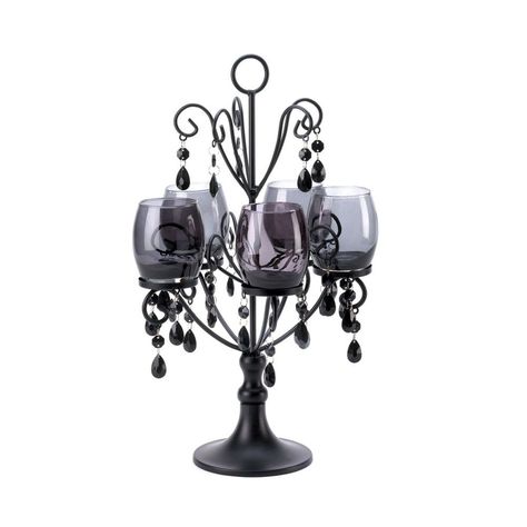 Koehler Home Decor Midnight Elegance Candelabra (Candelabra), Black (Acrylic) Beaded Candle Holders, Romantic Table Setting, Candle Candelabra, Candelabra Centerpiece, Beaded Candle, Romantic Table, Candle Cups, Hanging Candles, Tinted Glass