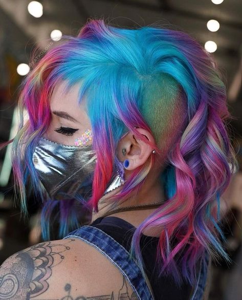 Styled Haircuts, Split Dyed Hair, Pulp Riot Hair, Unicorn Princess, Pulp Riot, Dyed Hair Inspiration, Alternative Hair, Colorful Hair, Colored Hair