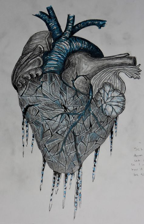 Frozen Heart Drawing, Ice Heart Drawing, Cold Hearted Drawing, Cold Hearted Tattoo Ideas, Frozen Heart Tattoo, Heart On Ice Tattoo, Cold Heart Tattoo, Ice Tattoo, Frozen Drawings