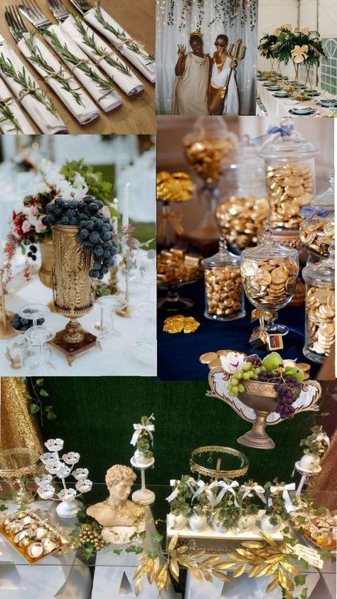 Goddess Theme Party, Goddess Party Theme, Rome Party, Greek Party Theme, Goddess Party, 30th Birthday Decorations, Royal Ball, Cute Birthday Ideas, Prom Theme