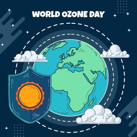 Hand drawn world ozone day illustration ... | Premium Vector #Freepik #vector #hand-drawn #event #illustrations #global Ozone Day Poster Drawing Ideas Creative, World Ozone Day Poster, Environmentalist Art, Children's Day Message, Childrens Day Illustration, World Ozone Day, Geek Pride Day, Happy Birthday Illustration, Earth Day Posters