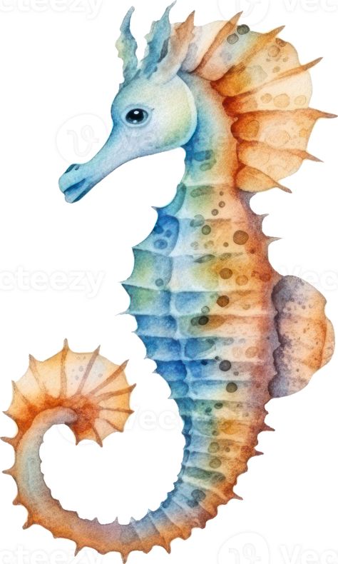 Seahorse Watercolor Illustration AI Generated Seahorse Watercolor, Watercolor Seahorse, Seahorse Painting, Leafy Sea Dragon, Diy Watercolor Painting, Sea Dragon, Diy Watercolor, Blue Watercolor, Free Png