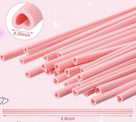 Silicone pink heart straws💖 Straw Valentine, Heart Straws, Cleaning Brushes, Wedding Pink, Pink Bridal Shower, Stainless Steel Straws, Pen Gift, Reusable Straw, Wedding Supplies