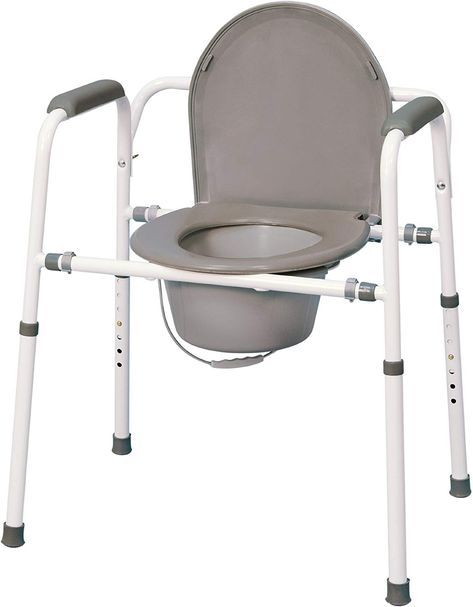 Style:Homecare Commodes by MedPro provide a convenient and safer toilet alternative for persons with reduced mobility. This grey, durable and rust resistant commode chair has 7 height adjustments while the molded plastic armrests offer added comfort and support. The MedPro Homecare Commode is designed for versatility and can be used as a toilet safety frame or raised toilet seat. T... Bedside Commode, Toilet Chair, Medical Furniture, Commode Chair, Sanitary Towels, Bathroom Safety, Knee Replacement, Senior Care, Plastic Molds