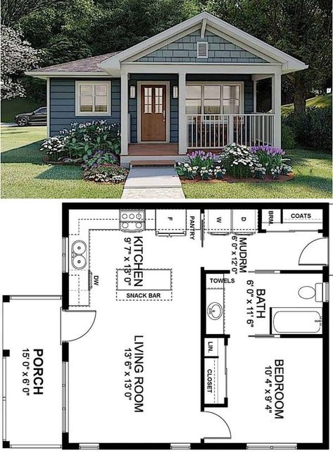 Tiny Houses And Affordable Homes | ♥️🌲Discover Dream Homes ♥️🌲 | Facebook Storage Building House Plans, Tiny Home Floorplan, Mother In Law Cottage, 1 Bedroom House Plans, Granny Pod, House Models, Small Cottage House Plans, 1 Bedroom House, Affordable Homes