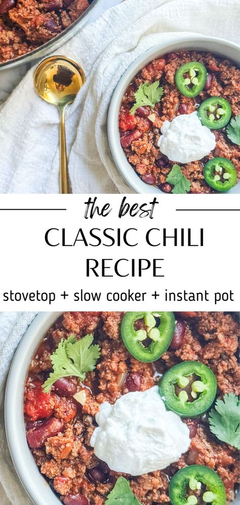 Classic Beef Chili Gluten Free Chili Recipe, Easy Homemade Chili Recipe, The Best Chili Recipe, Gluten Free Dairy Free Dinner, Easy Homemade Chili, Classic Chili Recipe, Homemade Chili Recipe, The Best Chili, Paleo Chili