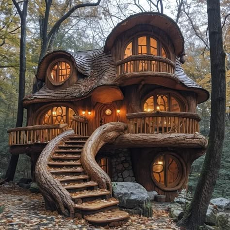 Fantasy Cabin, Treehouse Construction, Luxury Tree Houses, Fairytale Houses, Beautiful Tree Houses, Building A Treehouse, Cool Tree Houses, Cubby House, Best Tiny House