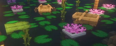 #game #gameday #minecraft #minecraftbuildingideas #pond #aesthetic #wonderful #magic #flowers #pink #green #night Minecraft Lotus Flower, Minecraft Lily Pad, Minecraft Pond, Pond Aesthetic, Magic Night, Lotus Pond, Night Flowers, Minecraft Building, Minecraft Ideas