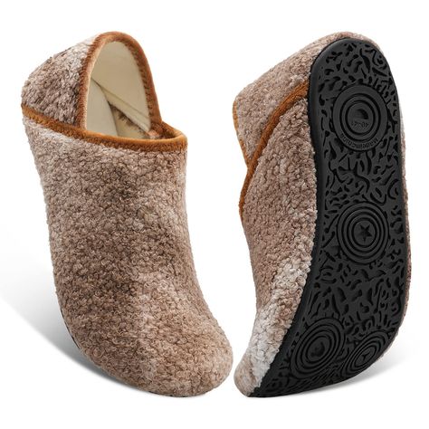 PRICES MAY VARY. Soft Upper: Mens womens Slippers upper features ultra-light stretch fabric that's warm but not hot. Soft and comfortable like a sock, stretch your toes naturally. Moisture-wicking velvet lining keeps your feet comfortable all day. Rubber Sole: These mens womens house slippers feature a soft rubber sole with a non-slip textured outsole for good traction on tile and hardwood floors, walk around in slippery condition without the worry of slipping. Slip-on Design: The slip on closur Travel Wear, Warm Slippers, Fall Prevention, Presents For Friends, Slipper Socks, House Shoes, House Slippers, Mens Slippers, Stylish Men