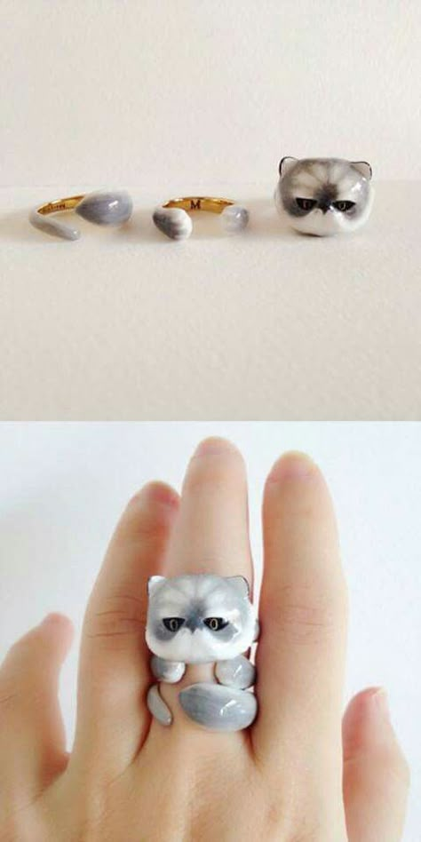 Anillos gato abrazando Kraf Kertas, Smaragd Ring, Tanah Liat, Cat Ring, Cat Jewelry, Bijoux Diy, Animal Jewelry, Dainty Jewelry, Cat Lady